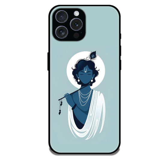 Minimal Krishna Flute Art - Glossy Metal Silicone Cases for Apple iPhone