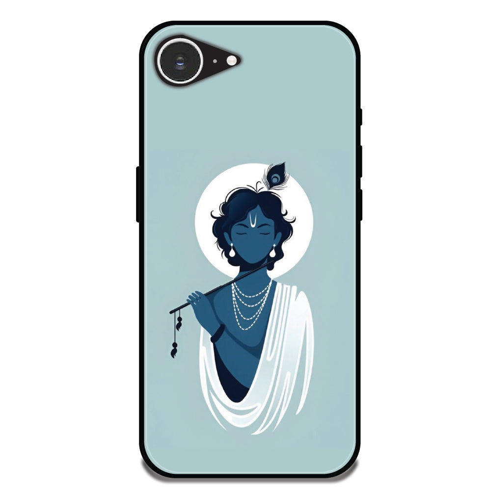 Minimal Krishna Flute Art - Glossy Metal Silicone Cases for Apple iPhone
