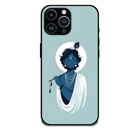 Minimal Krishna Flute Art - Glossy Metal Silicone Cases for Apple iPhone