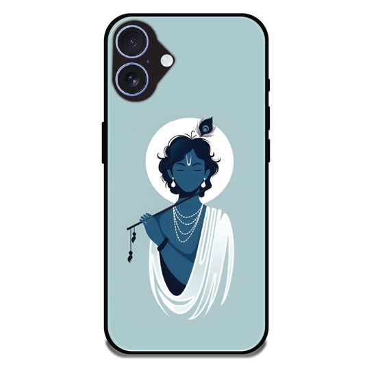 Minimal Krishna Flute Art - Glossy Metal Silicone Case For Apple iPhone Models