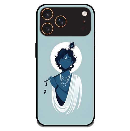 Minimal Krishna Flute Art - Glossy Metal Silicone Case For Apple iPhone Models