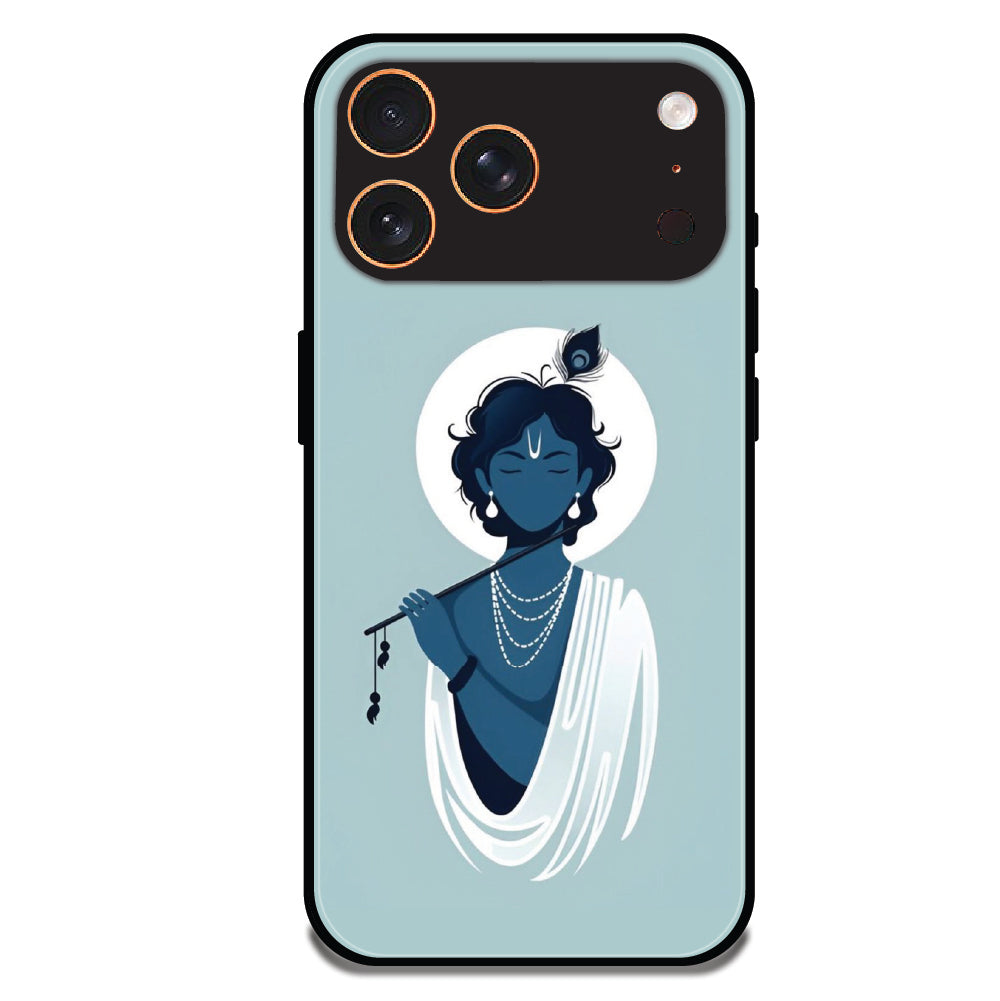 Minimal Krishna Flute Art - Glossy Metal Silicone Cases for Apple iPhone