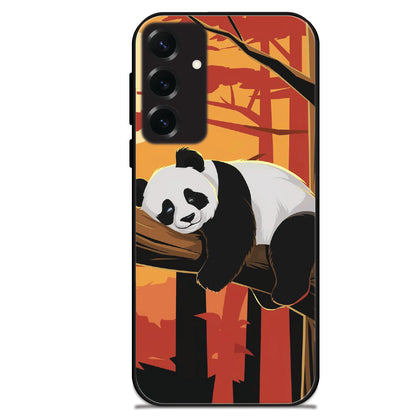 Sleeping Panda Sunset - Glossy Metal Silicone Cases for Samsung Models