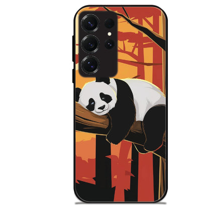 Sleeping Panda Sunset - Glossy Metal Silicone Cases for Samsung Models