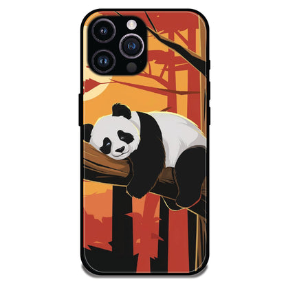 Sleeping Panda Sunset - Glossy Metal Silicone Cases for Apple iPhone
