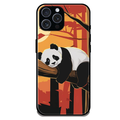 Sleeping Panda Sunset - Glossy Metal Silicone Cases for Apple iPhone