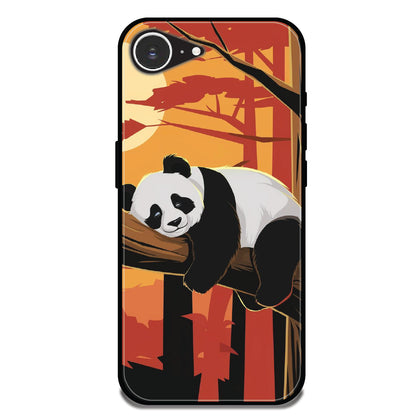 Sleeping Panda Sunset - Glossy Metal Silicone Cases for Apple iPhone