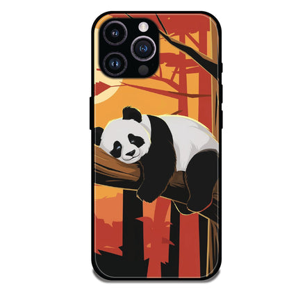 Sleeping Panda Sunset - Glossy Metal Silicone Cases for Apple iPhone