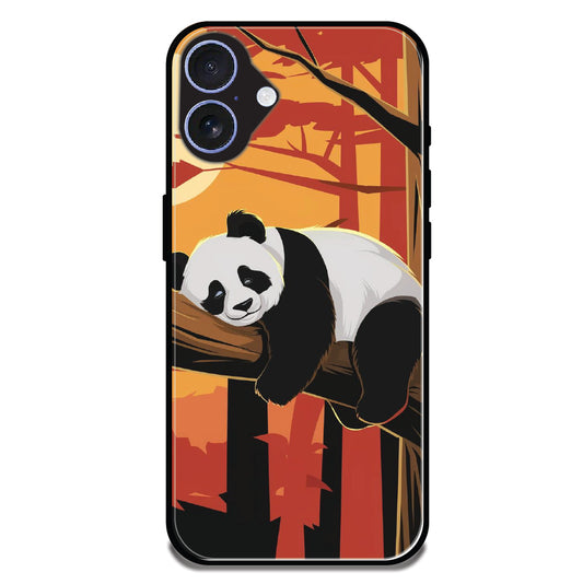 Sleeping Panda Sunset - Glossy Metal Silicone Case For Apple iPhone Models