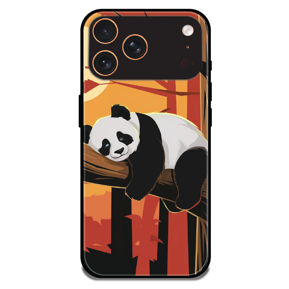 Sleeping Panda Sunset - Glossy Metal Silicone Cases for Apple iPhone