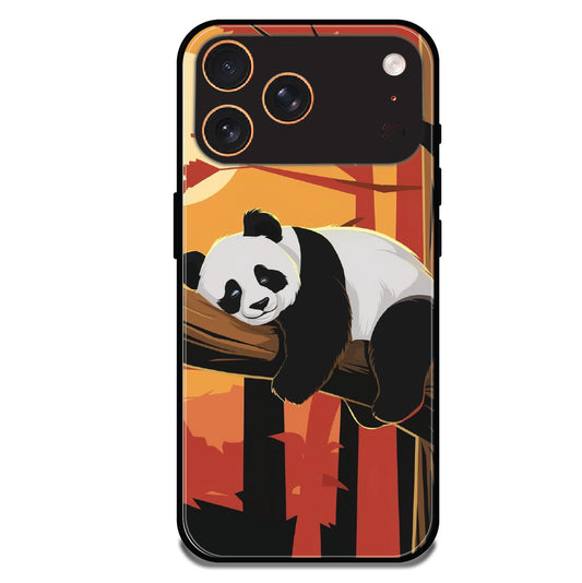 Sleeping Panda Sunset - Glossy Metal Silicone Case For Apple iPhone Models