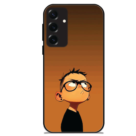 Stylish Cartoon Boy - Glossy Metal Silicone Cases for Samsung Models