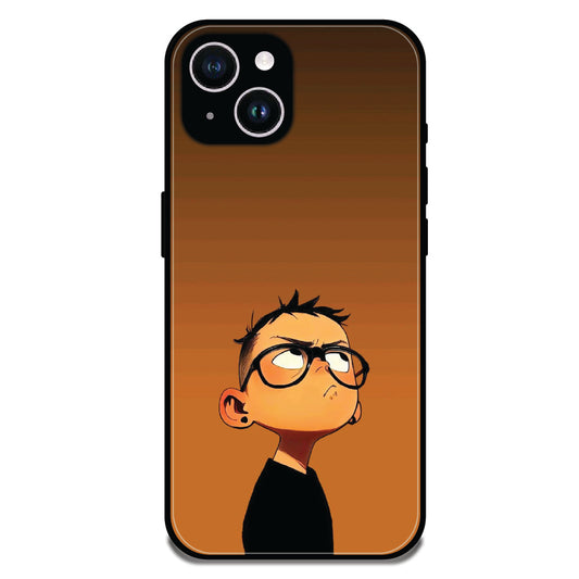 Stylish Cartoon Boy - Glossy Metal Silicone Cases for Apple iPhone