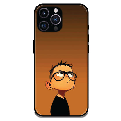 Stylish Cartoon Boy - Glossy Metal Silicone Cases for Apple iPhone