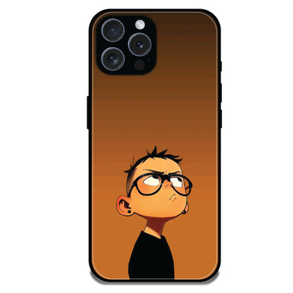 Stylish Cartoon Boy - Glossy Metal Silicone Cases for Apple iPhone