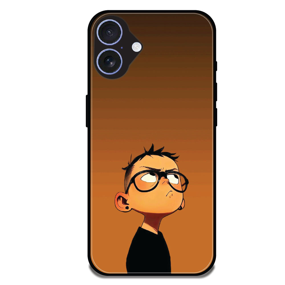 Stylish Cartoon Boy - Glossy Metal Silicone Cases for Apple iPhone