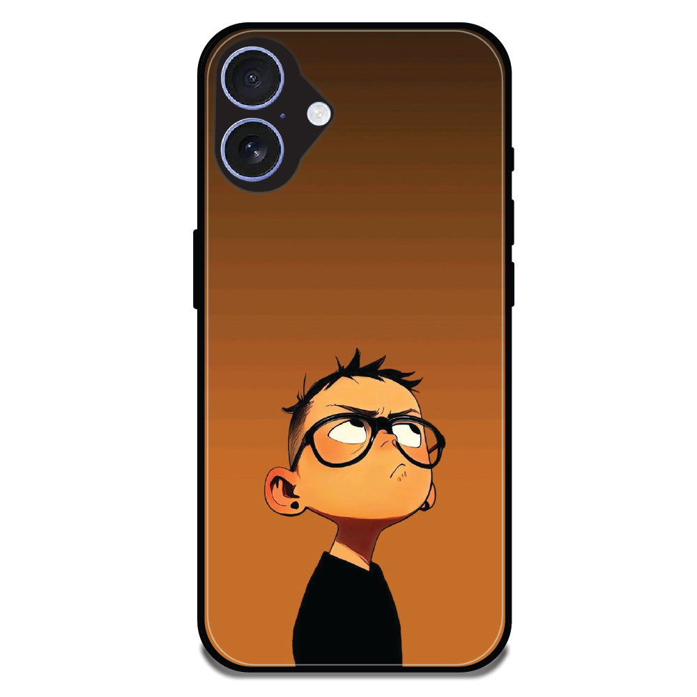 Stylish Cartoon Boy - Glossy Metal Silicone Cases for Apple iPhone