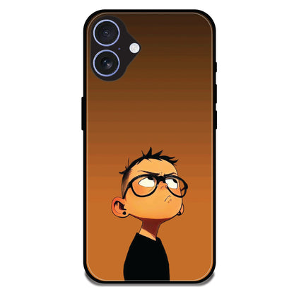 Stylish Cartoon Boy - Glossy Metal Silicone Cases for Apple iPhone