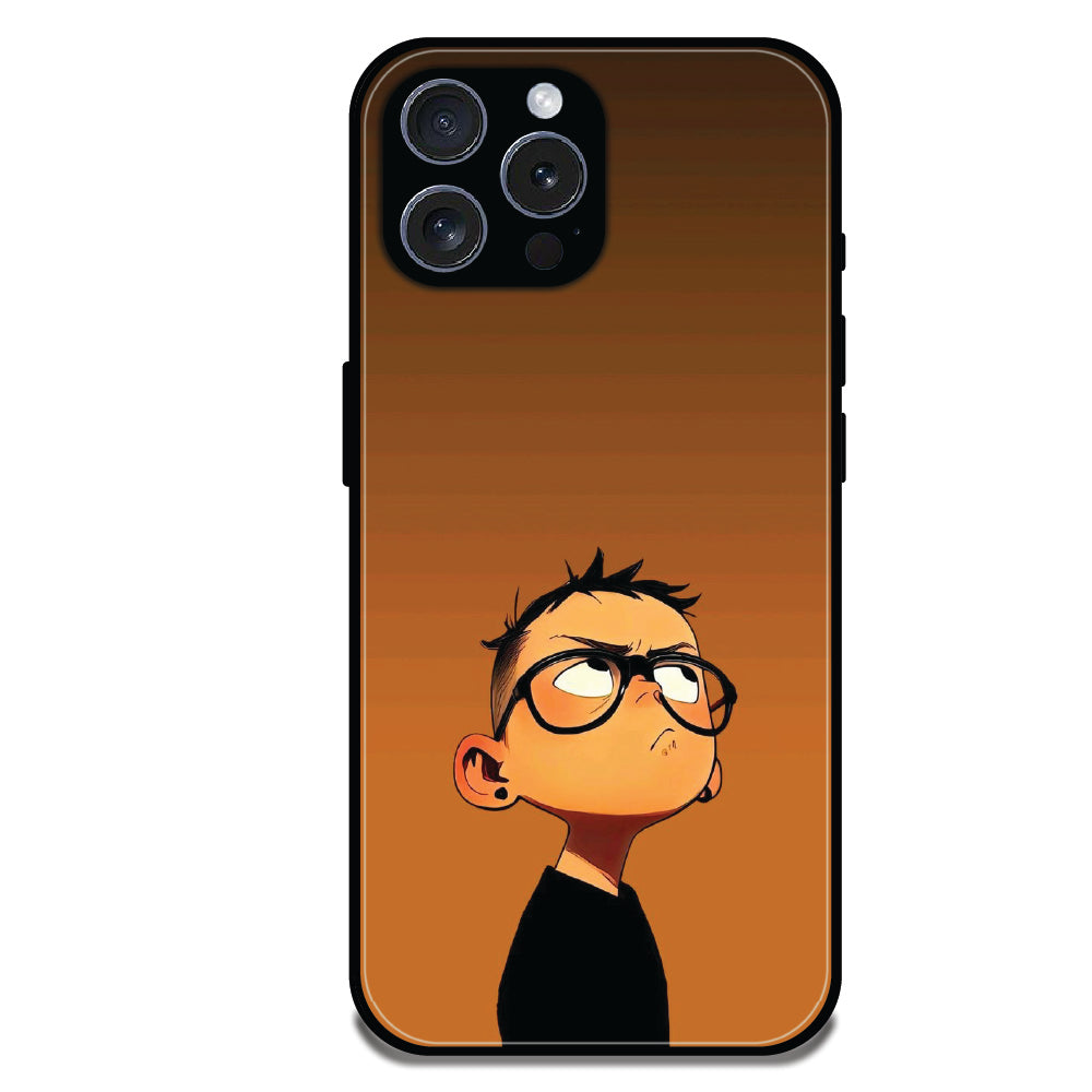 Stylish Cartoon Boy - Glossy Metal Silicone Cases for Apple iPhone