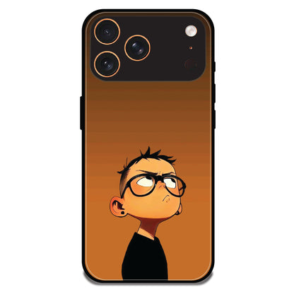 Stylish Cartoon Boy - Glossy Metal Silicone Cases for Apple iPhone