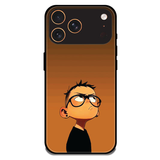 Stylish Cartoon Boy - Glossy Metal Silicone Case For Apple iPhone Models