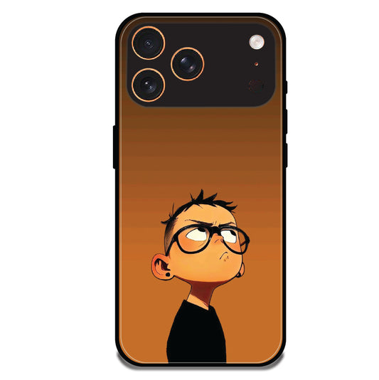 Stylish Cartoon Boy - Glossy Metal Silicone Case For Apple iPhone Models