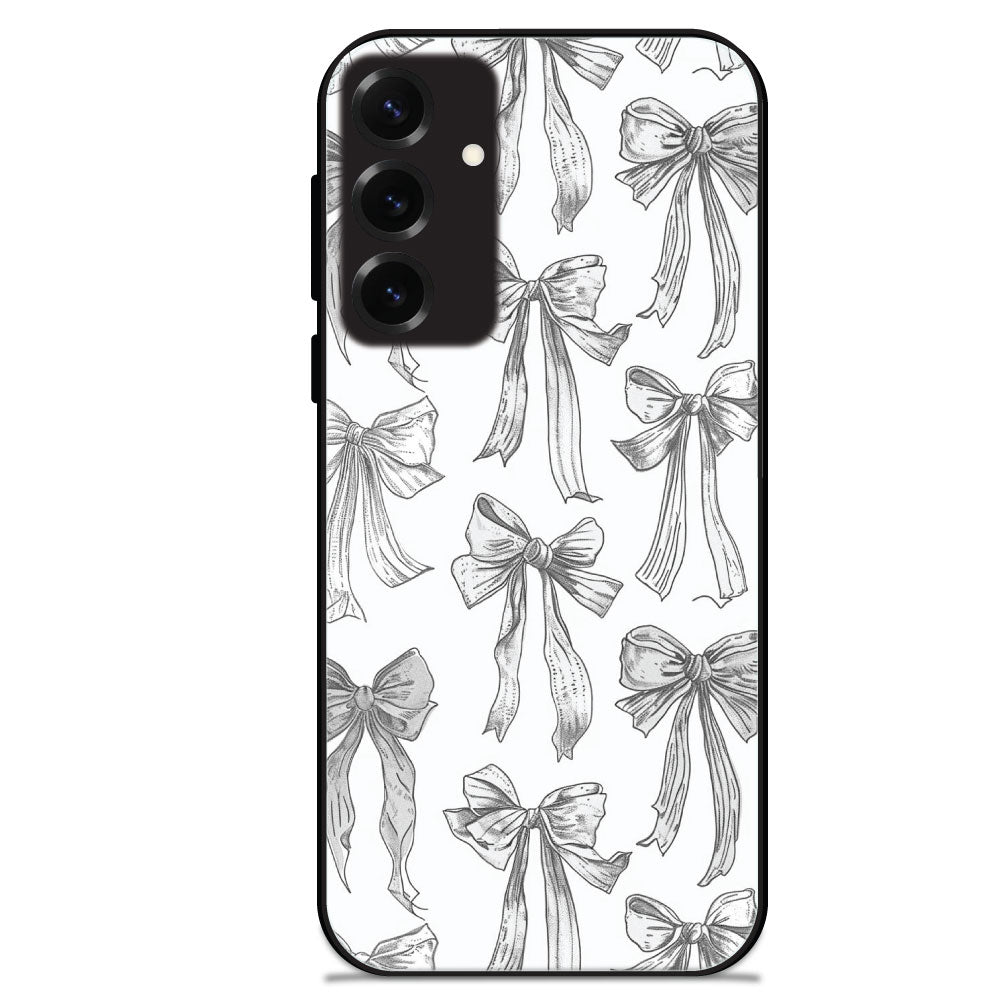 White Bows - Glossy Metal Silicone Cases for Samsung