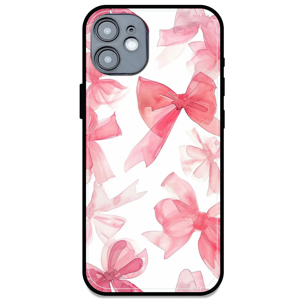 Cute Pink Bows - Glossy Metal Silicone Case For Apple iPhone Models