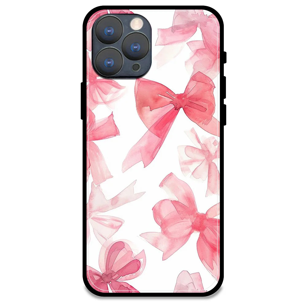 Cute Pink Bows - Glossy Metal Silicone Case For Apple iPhone Models