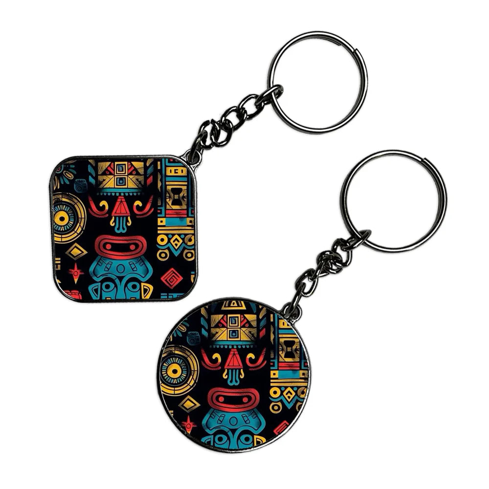 Modern Art - Keychain With Silver Border (Pack Of 2)