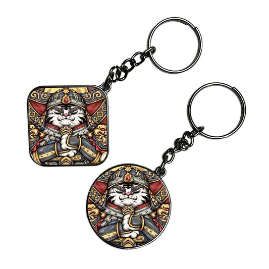 Cat Warrior - Keychain With Silver Border (Pack Of 2)