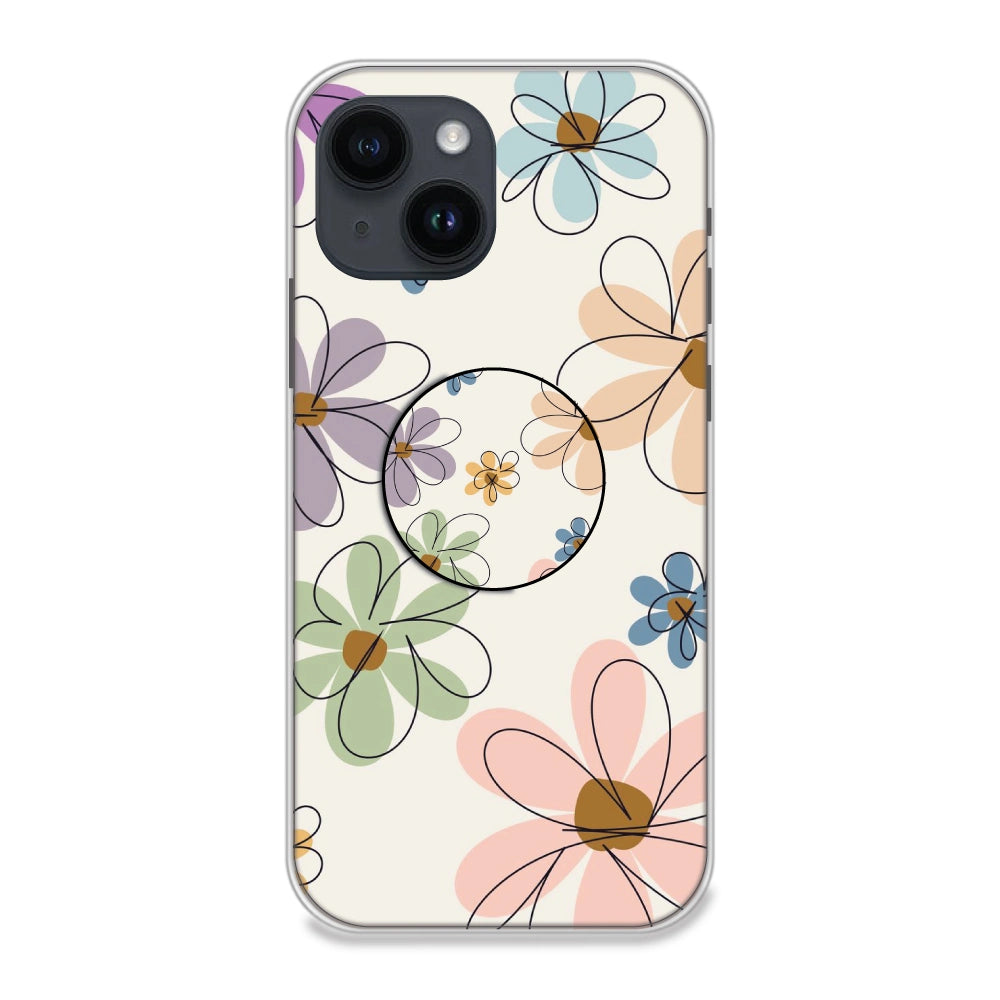 Rainbow Flowers - Silicone Grip Case For Apple iPhone Models iPhone 14