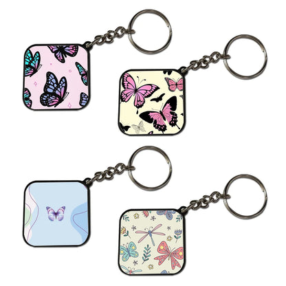 Butterfly - A Combo Of 4 Black Border Keychains