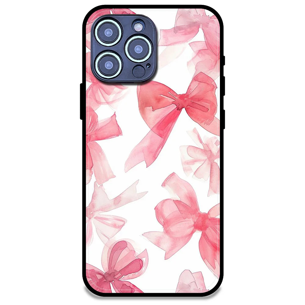 Cute Pink Bows - Glossy Metal Silicone Case For Apple iPhone Models