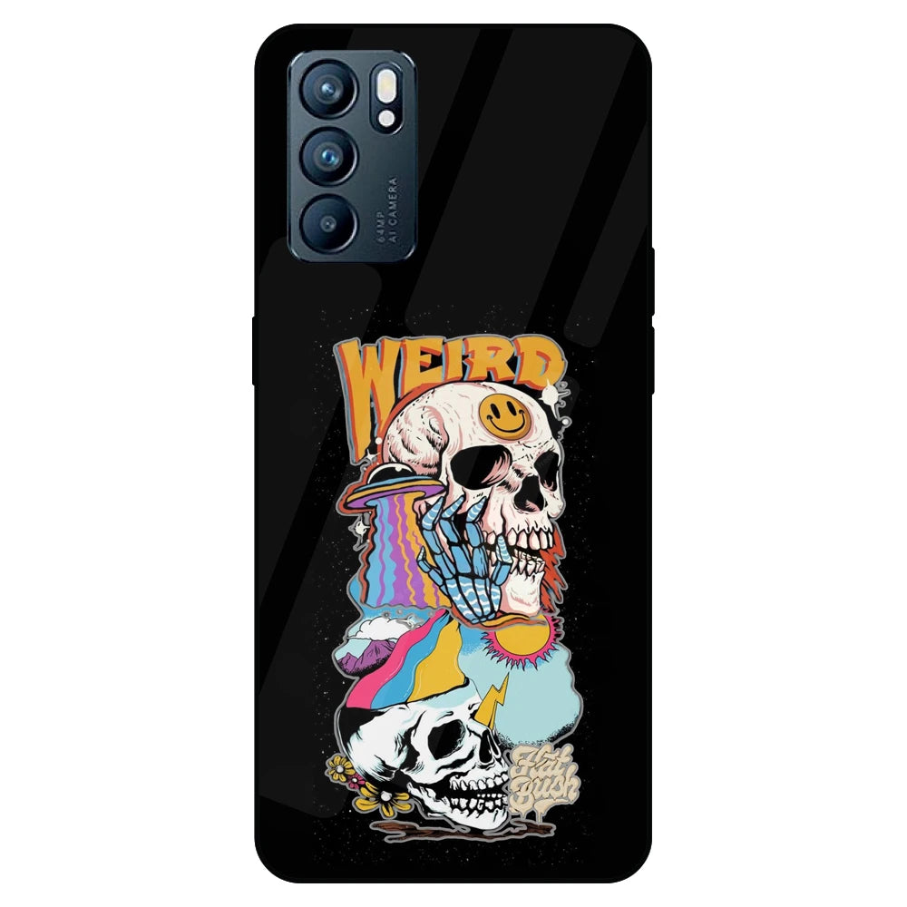 Weird Skull Graffiti - Glass Case For Oppo Models