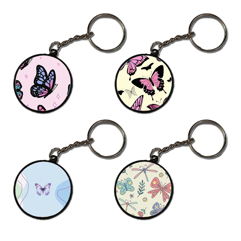 Butterfly - A Combo Of 4 Black Border Keychains