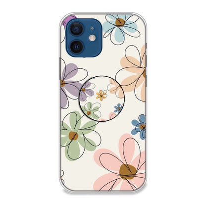 Rainbow Flowers - Silicone Grip Case For Apple iPhone Models iPhone 12