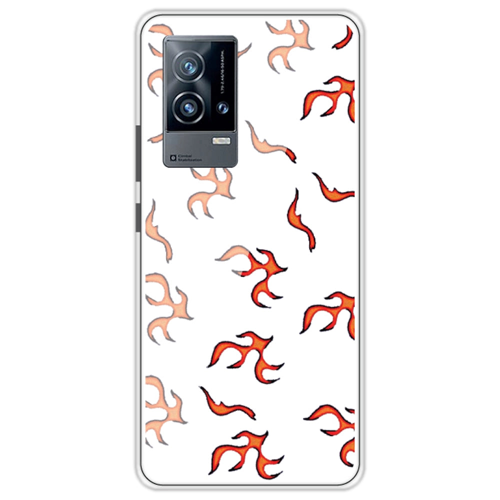 Orange Mini Flames - Clear Printed Silicone Case For iQOO Models