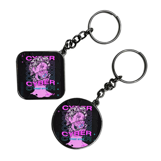Cyber Street Style - Keychain With Silver Border (Pack Of 2)
