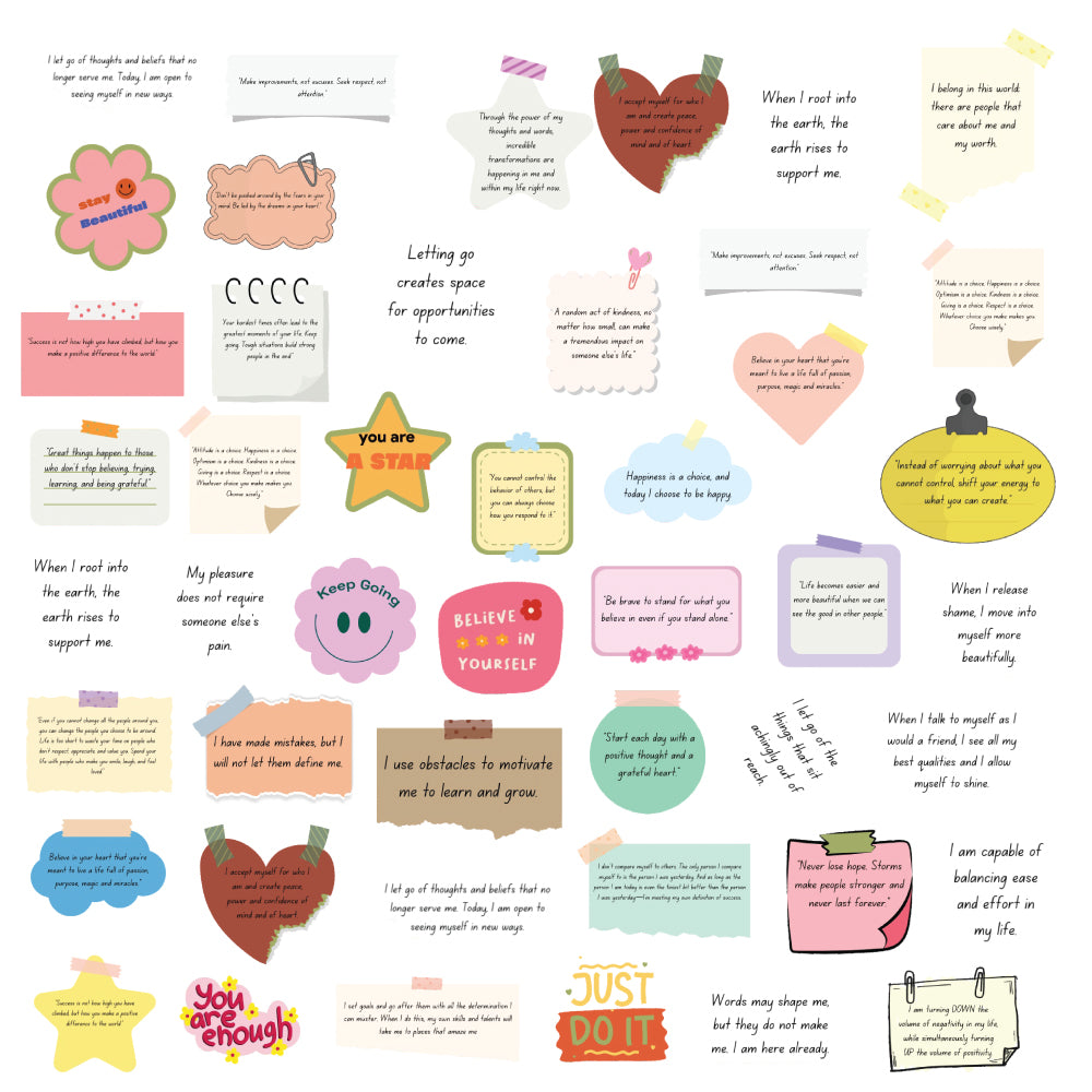 Inspirational Sticker Bundle – 40 Waterproof Aesthetic Stickers for Phone Cases, Clear Covers, Journals, Scrapbooks & More