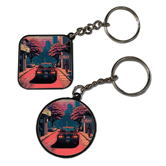 Retro City - Keychain With Black Border (Pack Of 2)