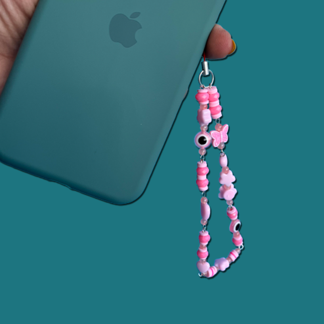 phone charm pink with fruits 