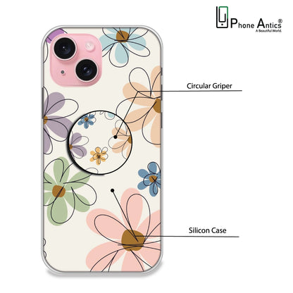 Rainbow Flowers - Silicone Grip Case For Apple iPhone Models iPhone 15 infographic