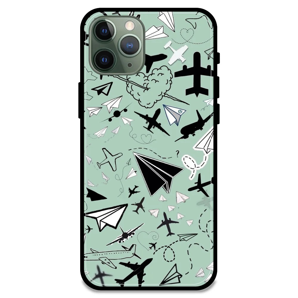 Planes - Glossy Metal Silicone Case For Apple iPhone Models- Apple iPhone 11 pro max