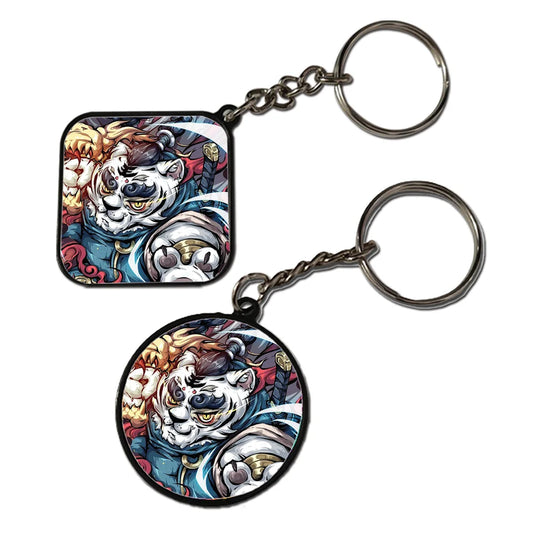 Panda Warrior- Keychain With Black Border (Pack Of 2)
