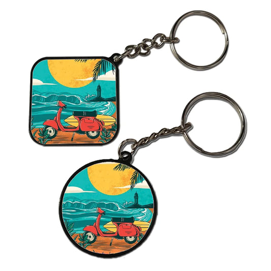 Beach Aesthetic - Keychain With Black Border (Pack Of 2)