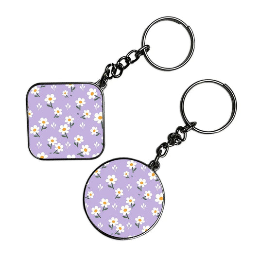 Daisies - Keychain With Silver Border (Pack Of 2)