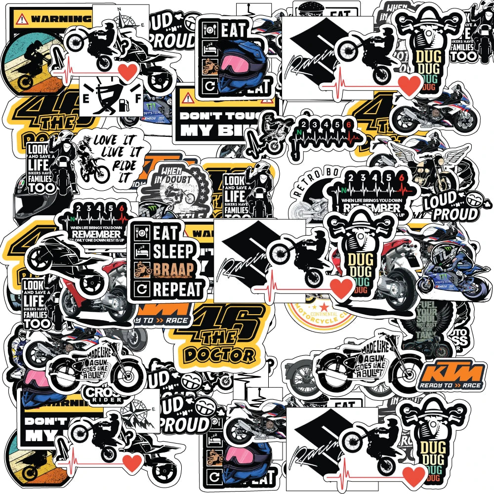 Bike Racing Stickers Pack – 41 Waterproof Motorcycle Stickers