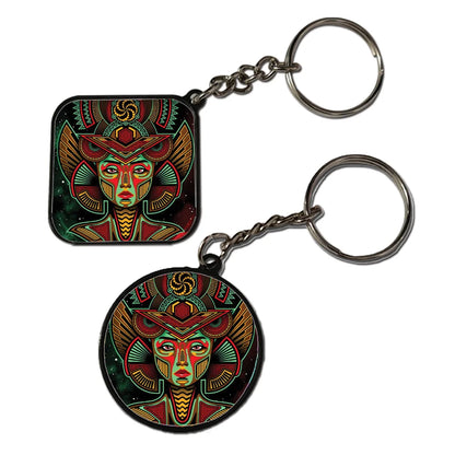 Colorful Psychedelic Art - Keychain With Black Border (Pack Of 2)