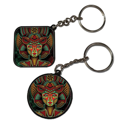 Colorful Psychedelic Art - Keychain With Black Border (Pack Of 2)